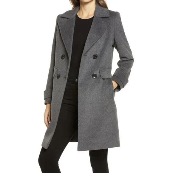 Sam Edelman Double Breasted Wool Blend Walker Coat Size 10 Charcoal New $240 - Picture 7 of 7
